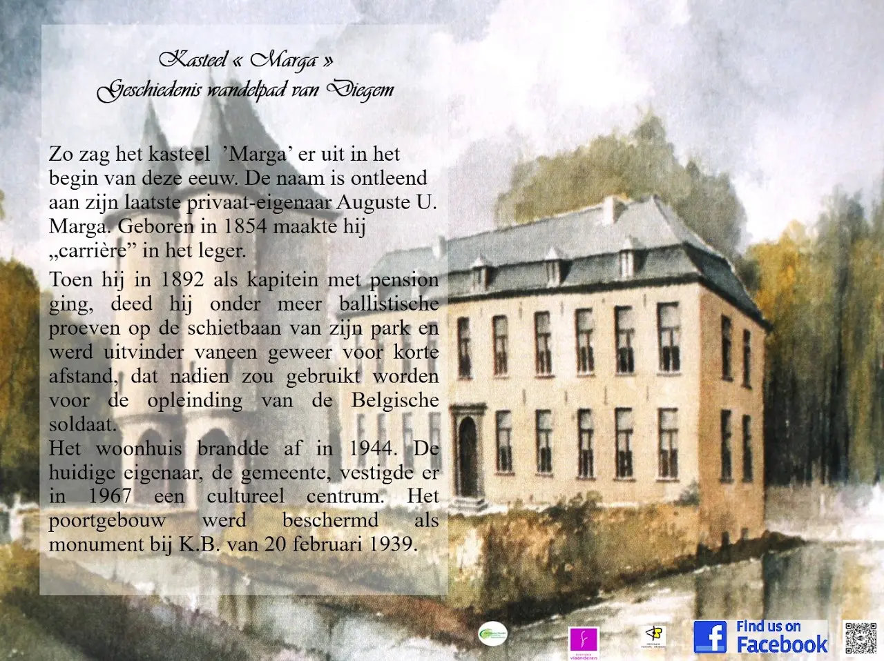Paneel van het wandelpad over kasteel Marga.