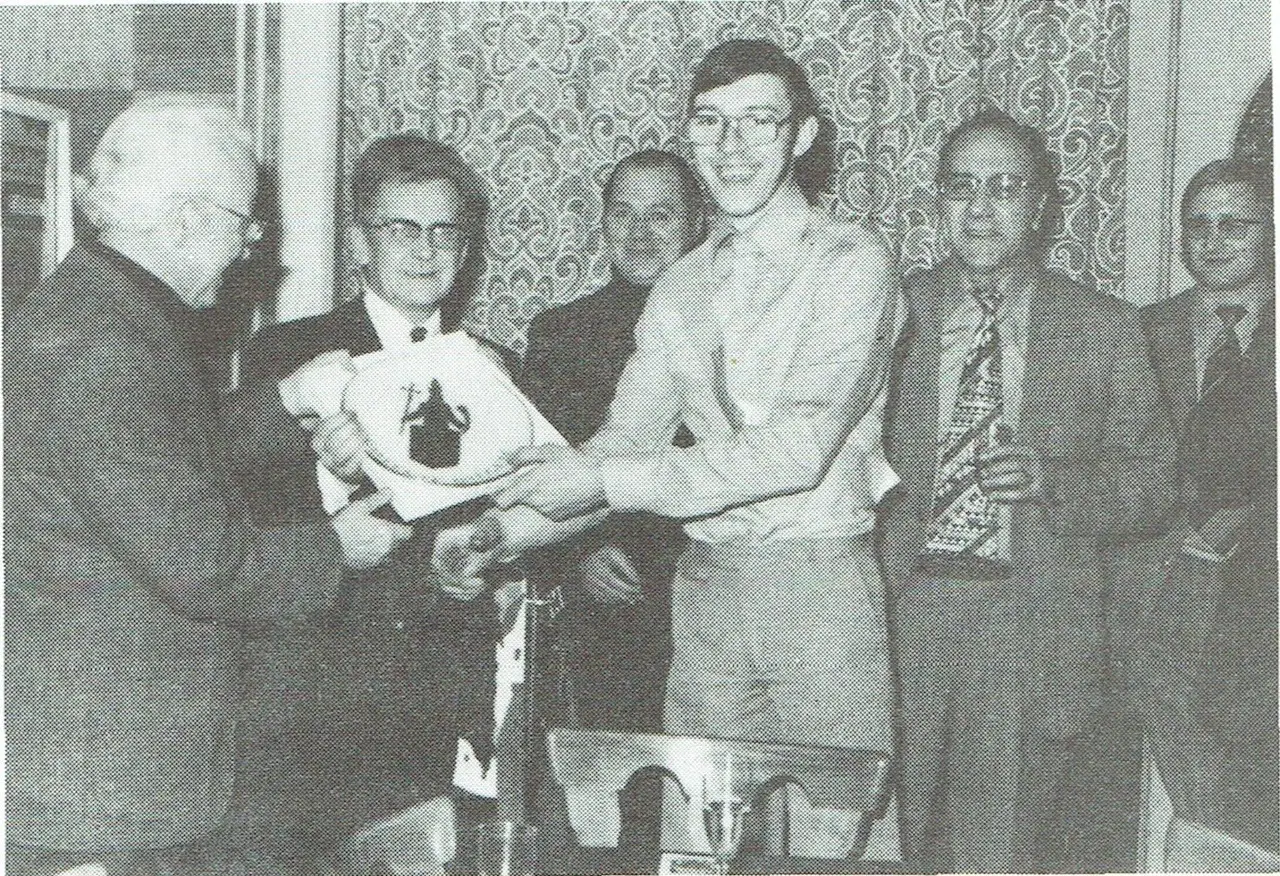 Ehrung von Rudy Perdaen, Benelux-Orgelmeister (1975).