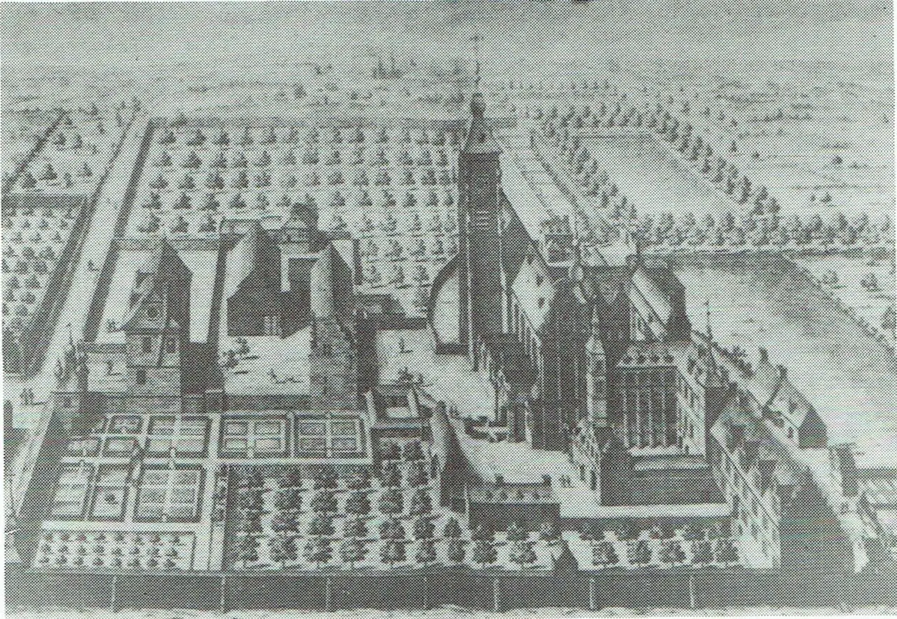 De abdij van Heylissem rond 1680 (Sanderus, Chorographia Sacra Brabantiae).