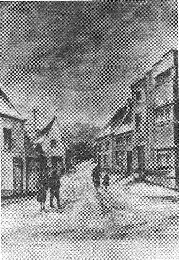 Wegekreuzung an der Voorde (Zeichnung).