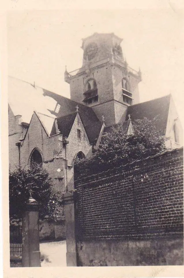 Oude prentkaart van de toren van de Sint-Katarinakerk.