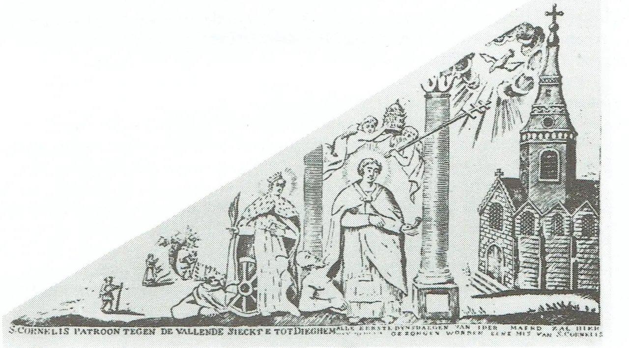 Het oudst bekende bedevaartvaantje, van na 1654 (gesneden door Jacobus Harrewyn).