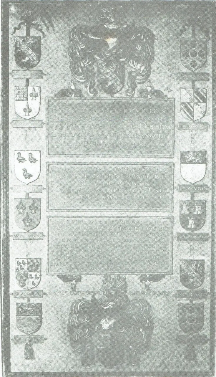 De grafsteen van de families Van Brecht en Oudart.