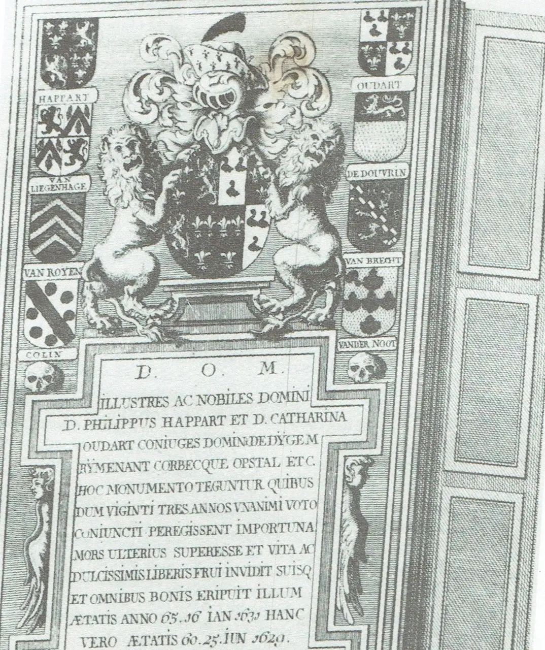 Der Grabstein von Filips Happart und Catharina Oudart, heute unter dem Chorboden.