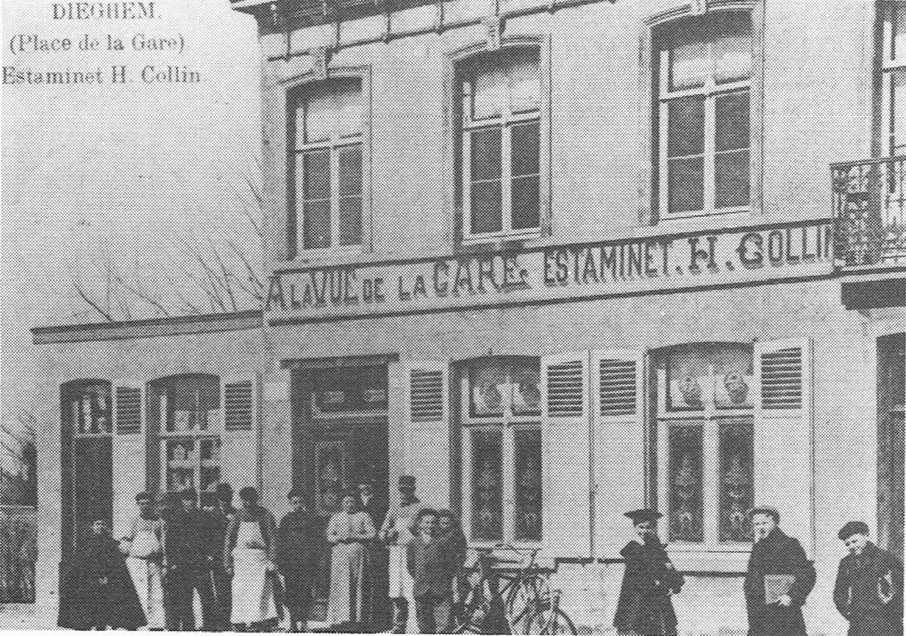 Der Bahnhofsplatz mit der Schenke ‚A la vue de la gare‘ von H. Collin.